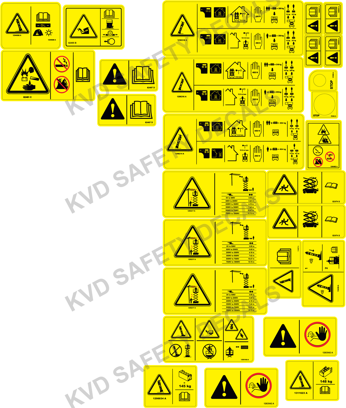 Yellow Security Sticker Genie GS3246 E-Drive Safety Decal Kit – kustomvinyldecalsltd