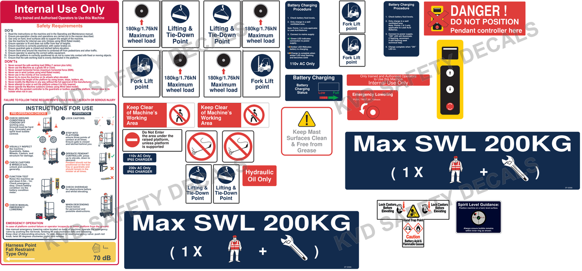 Safe Lift 2 Power Tower Nano Safety Decal Kit – kustomvinyldecalsltd